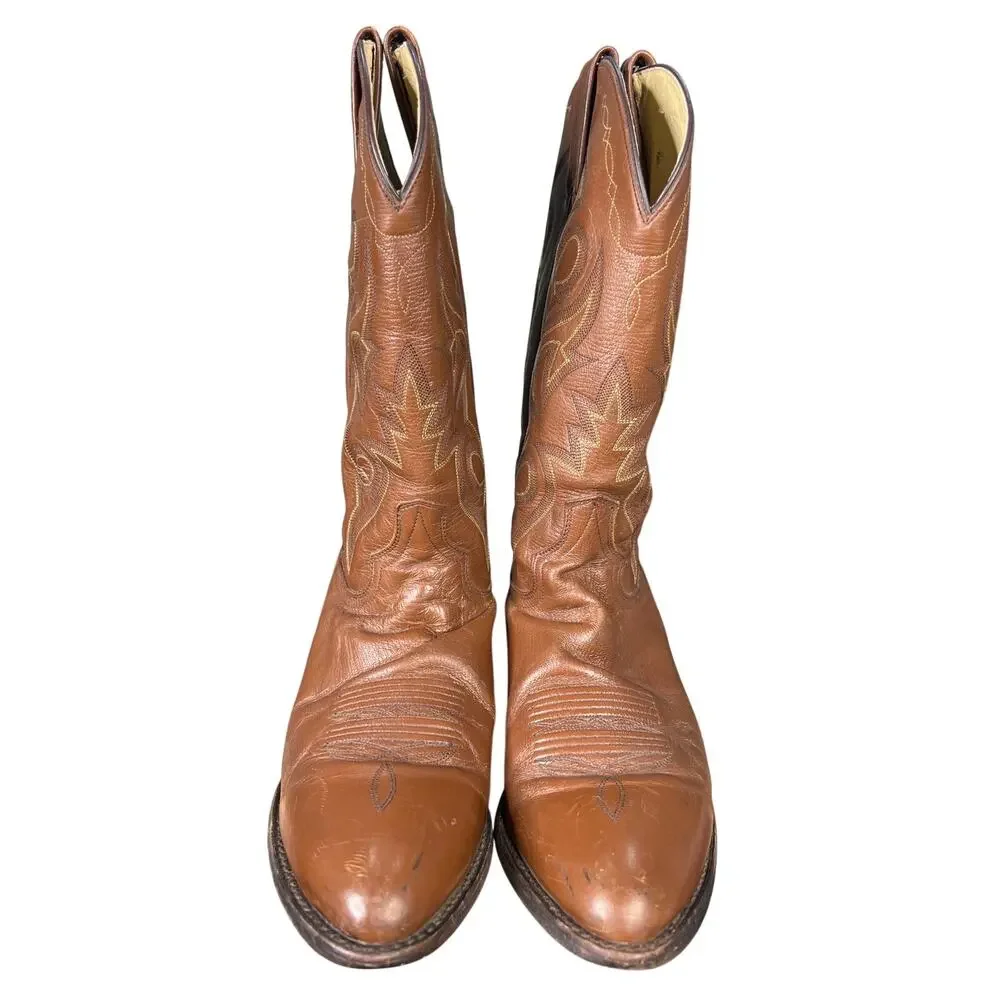 Vintage Dan Post Men’s Brown Leather Western Cowboy Boots Size US 12 D